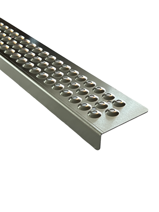 Aluminum Grip Stair Cover Treads - Mill Finish, Includes Stainless Steel 1" Screws - 3" x 32" w/ 1" Nose - www.Shopthatapp.com