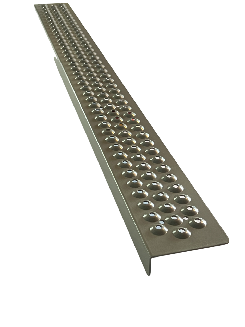 Aluminum Grip Stair Cover Treads - Pearl Mouse Gray, Includes Stainless Steel 1" Screws - 3" x 32" w/ 1" Nose - www.Shopthatapp.com