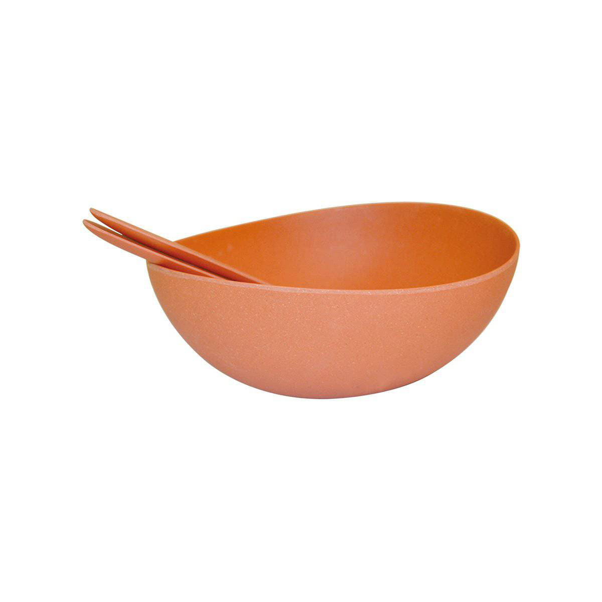 Cobblestone Bamboo Fibre Salad / Fruit Bowl (10.5") w/ 2 Toss & Serve Utensils Peach - www.Shopthatapp.com