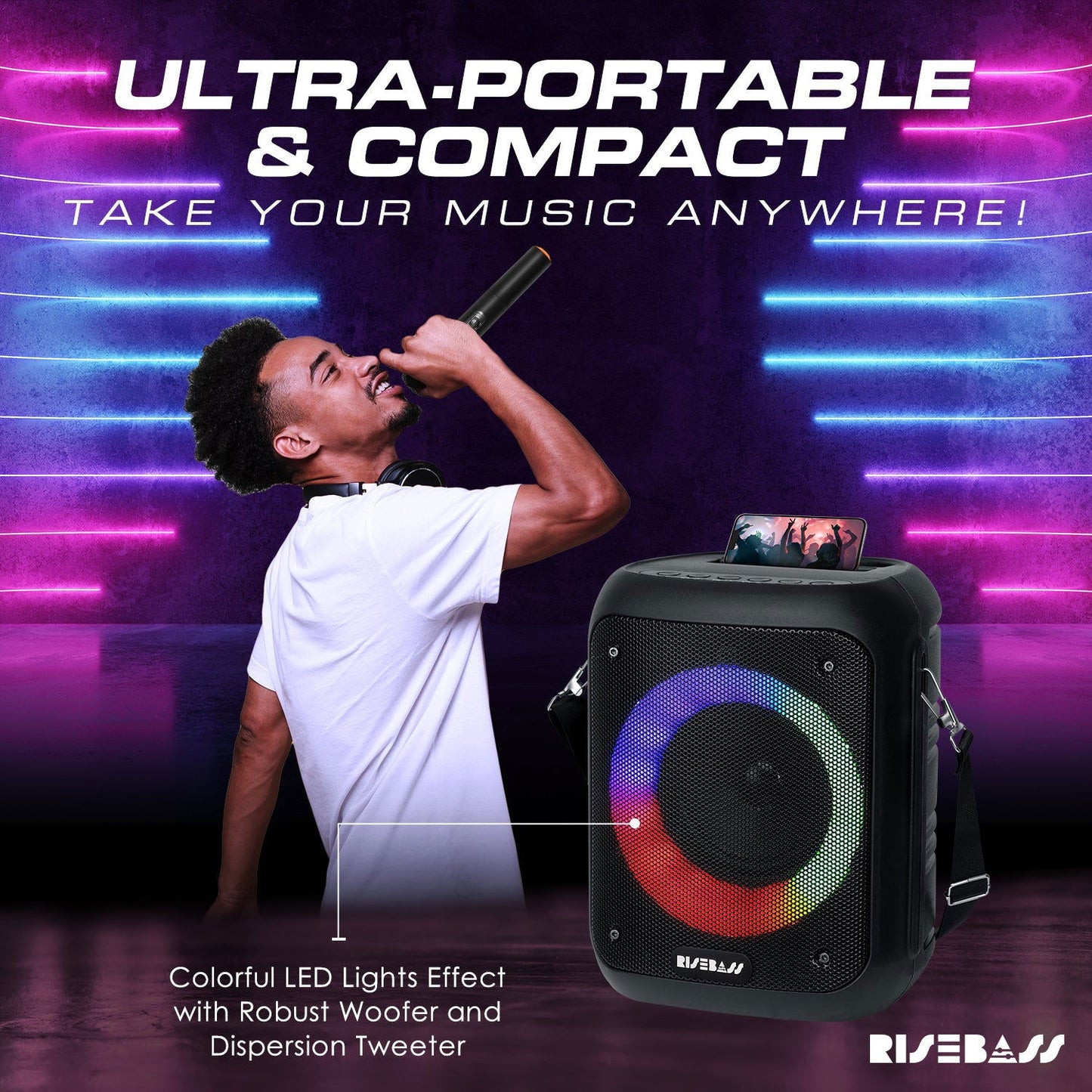 Portable Karaoke Machine w/ 2 Wireless Microphones - www.Shopthatapp.com