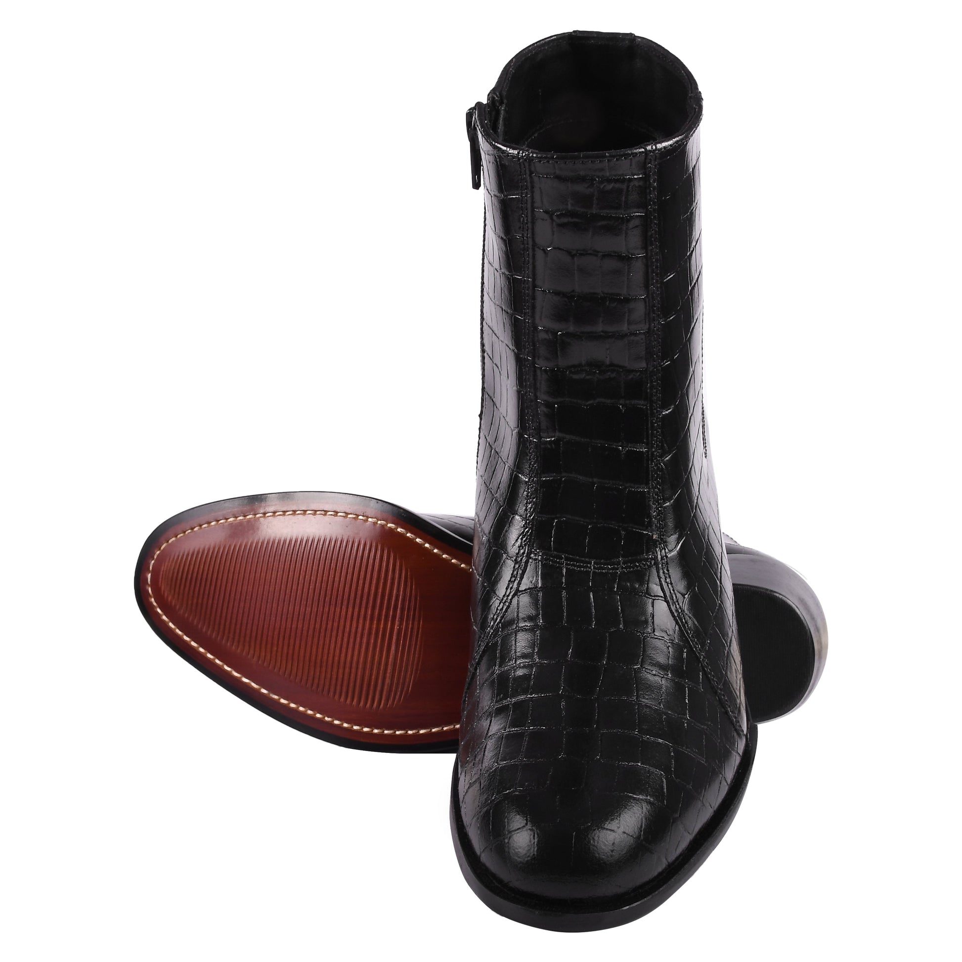 Jazzy Jackman Leather Print Ankle Length Boots - www.Shopthatapp.com