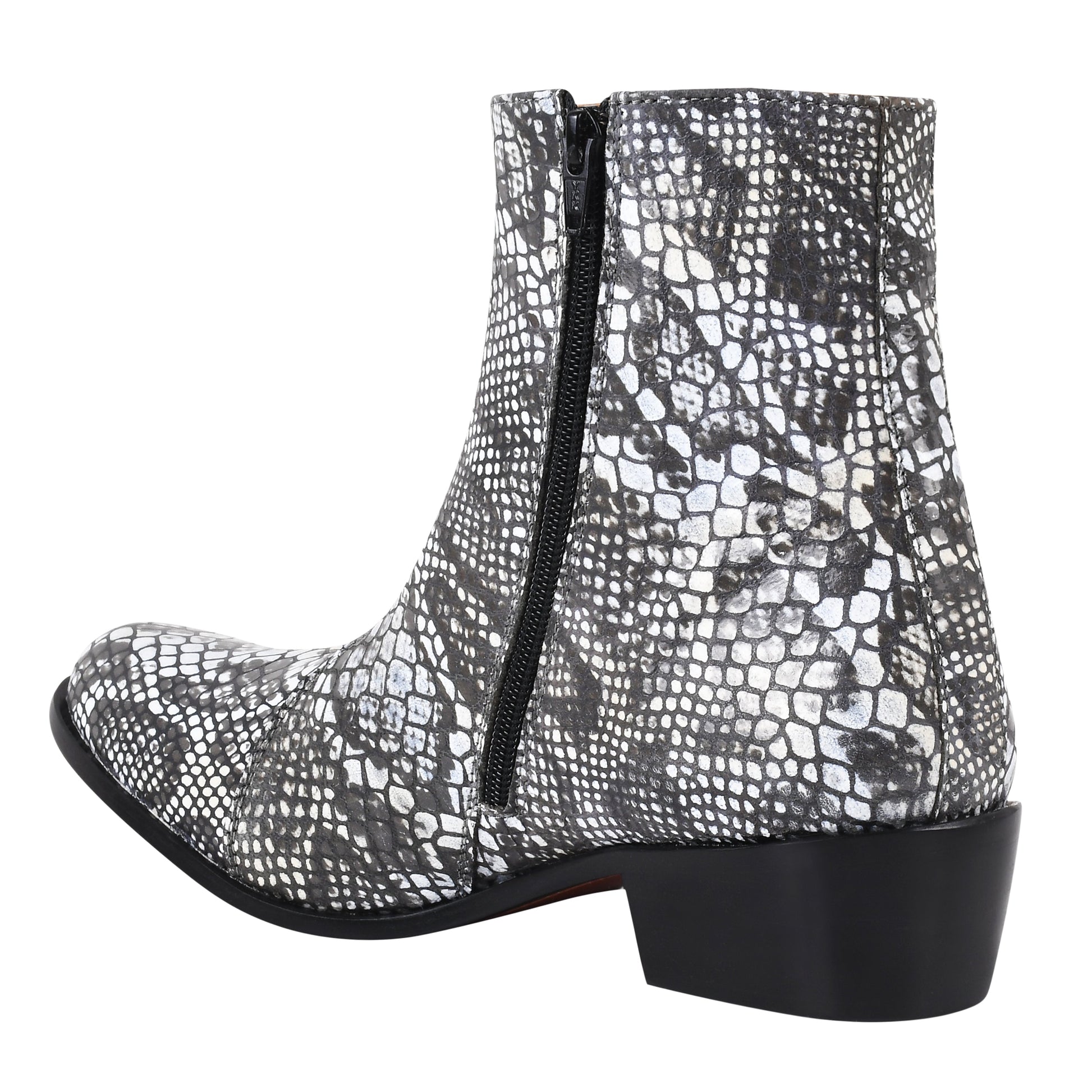 Jazzy Jackman Leather Print Ankle Length Boots - www.Shopthatapp.com