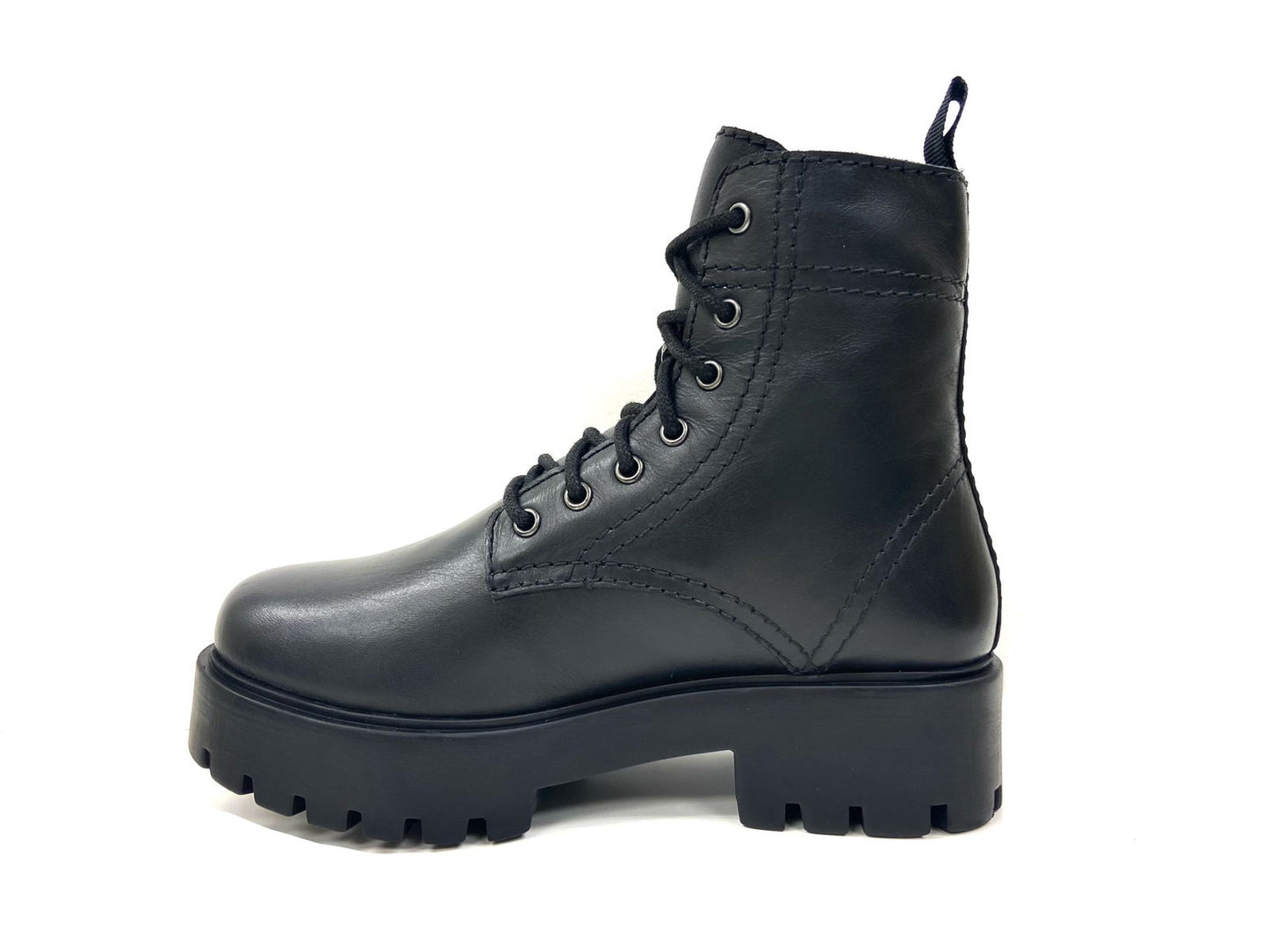 Alice Black Heeled Combat Boot - www.Shopthatapp.com