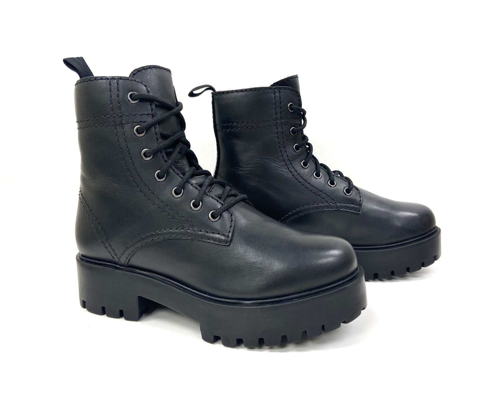 Alice Black Heeled Combat Boot - www.Shopthatapp.com