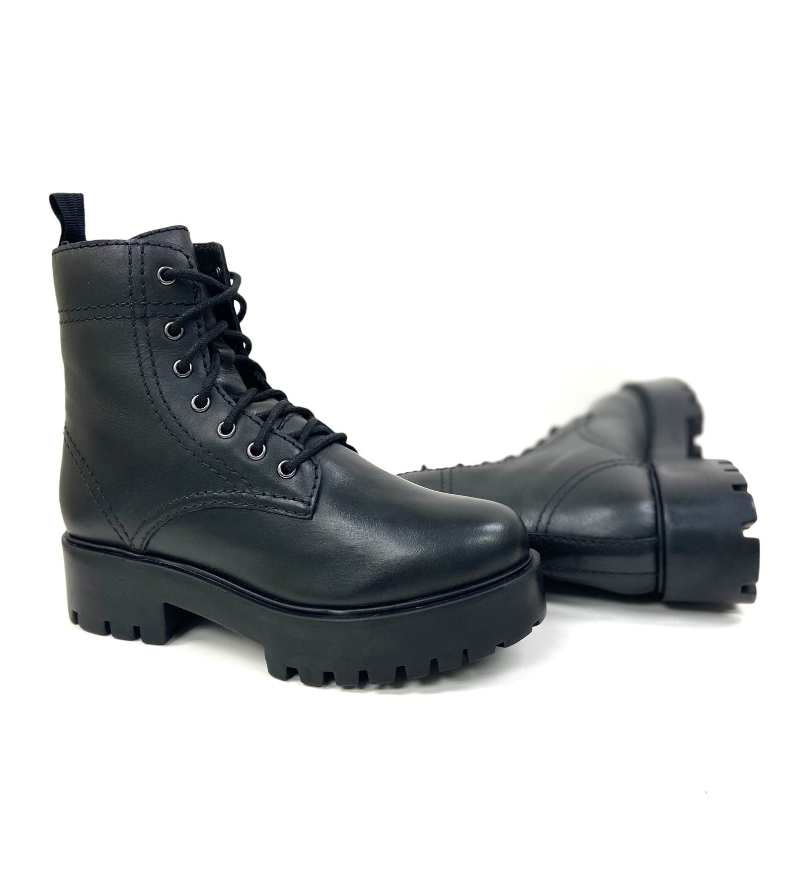 Alice Black Heeled Combat Boot - www.Shopthatapp.com