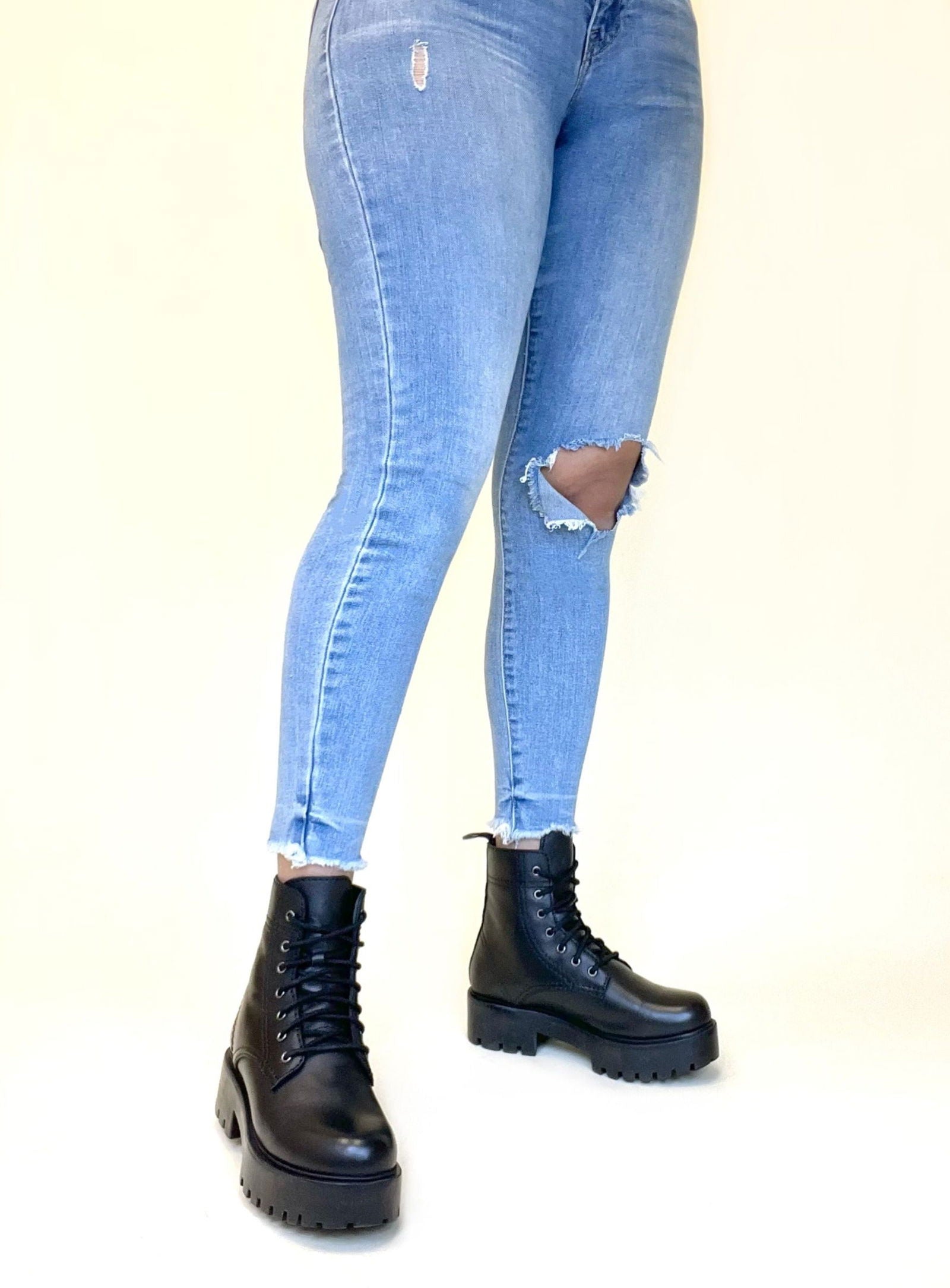 Alice Black Heeled Combat Boot - www.Shopthatapp.com