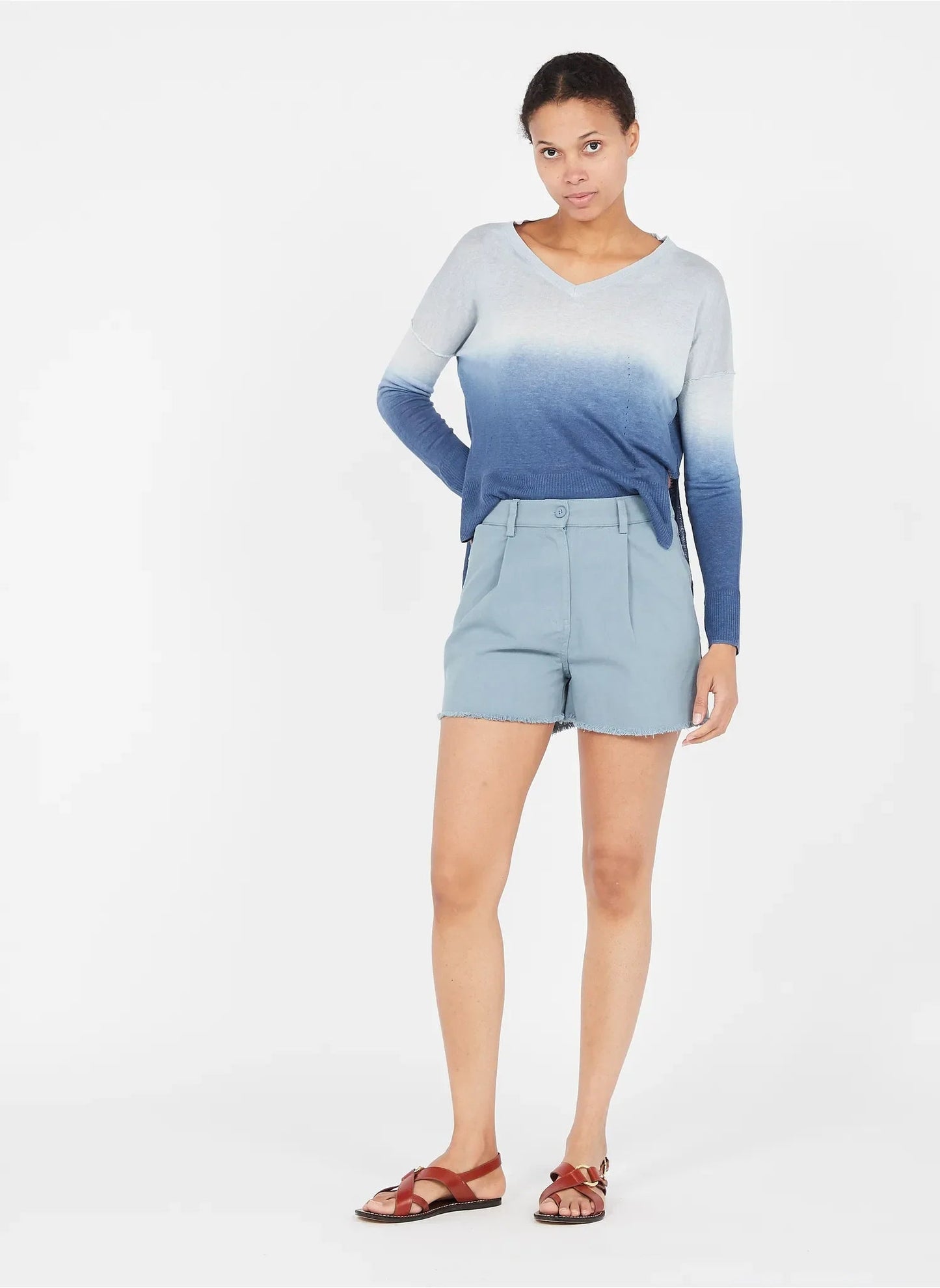 BLUE COTTON SHORTS - www.Shopthatapp.com