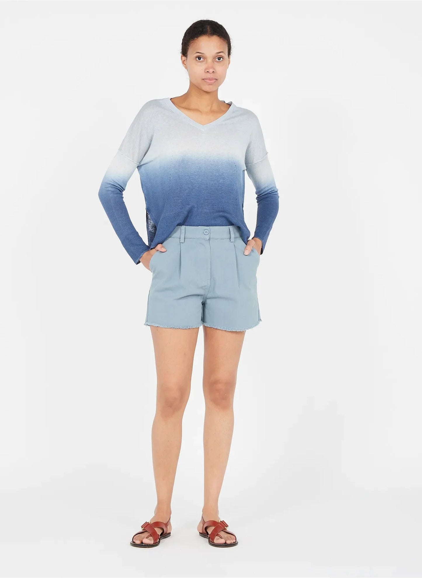 BLUE COTTON SHORTS - www.Shopthatapp.com