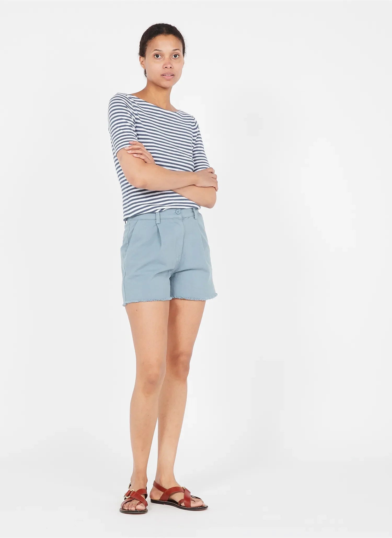 BLUE COTTON SHORTS - www.Shopthatapp.com