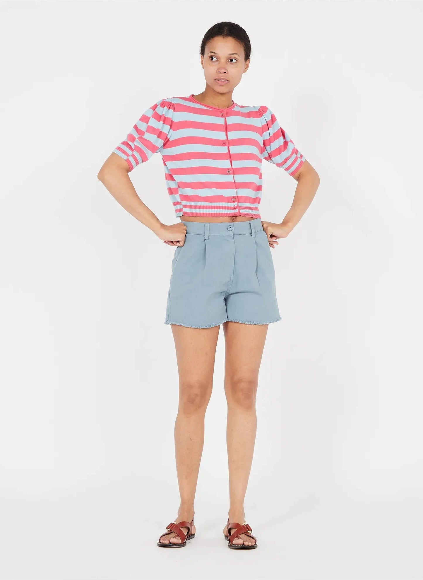 BLUE COTTON SHORTS - www.Shopthatapp.com