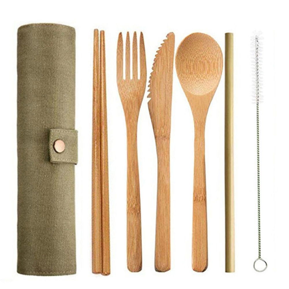 Bamboo Reusable Cutlery Set - www.Shopthatapp.com