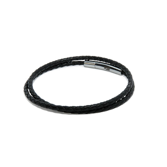 Black Leather Wrap Bracelet - www.Shopthatapp.com