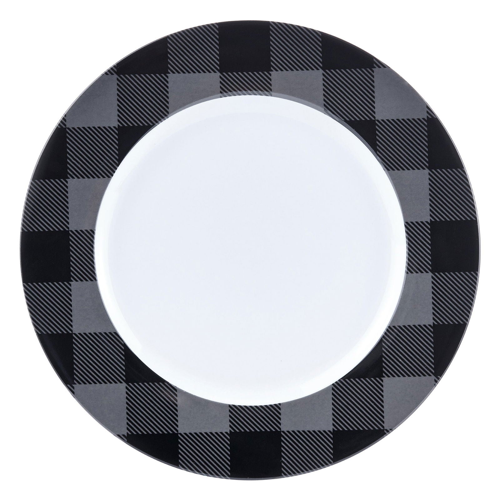 Dinnerware Set 16 Piece Buffalo Plaid Grey/Black, Service for 4 - www.Shopthatapp.com