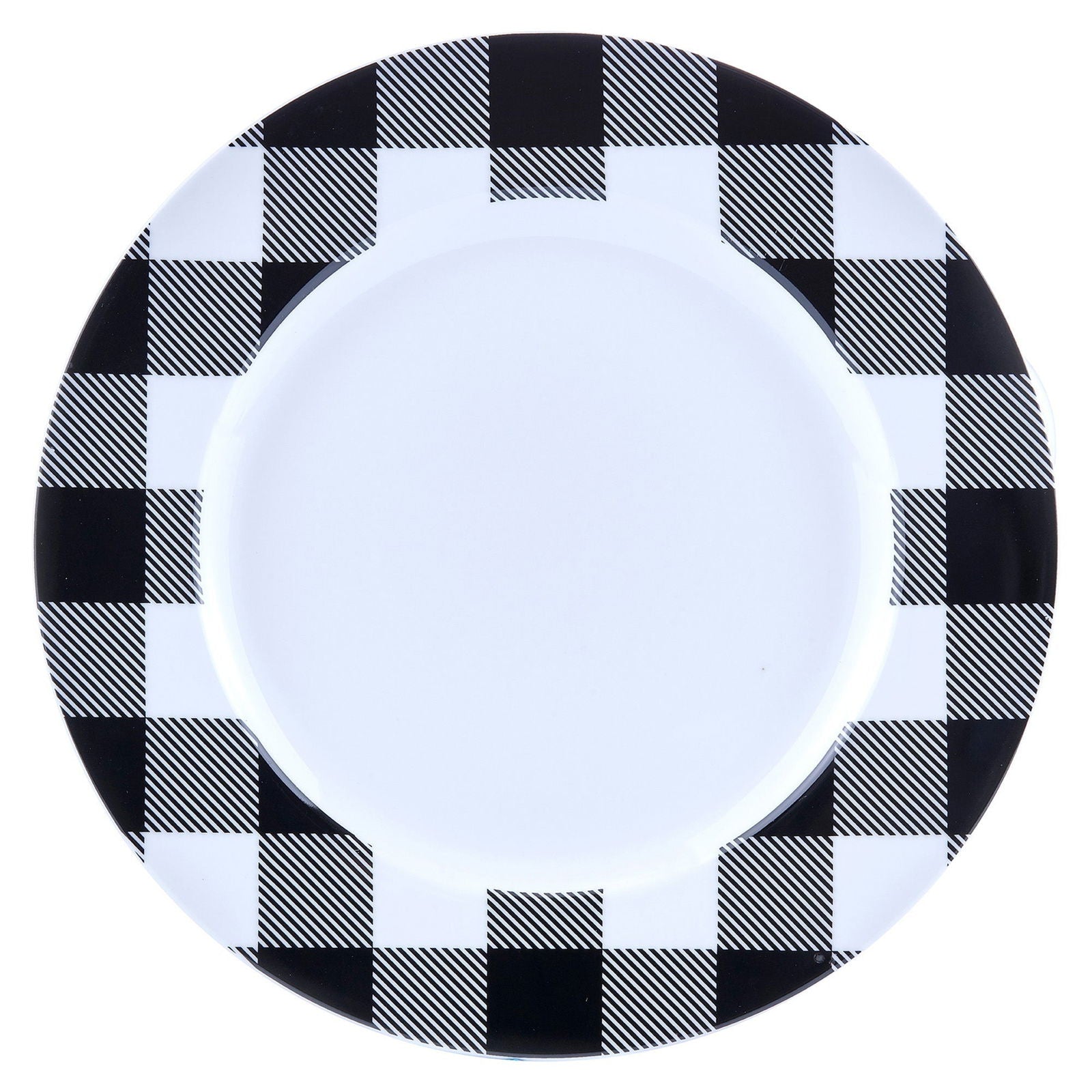 Dinnerware Set 16 Piece Buffalo Plaid White/Black, Service for 4 - www.Shopthatapp.com