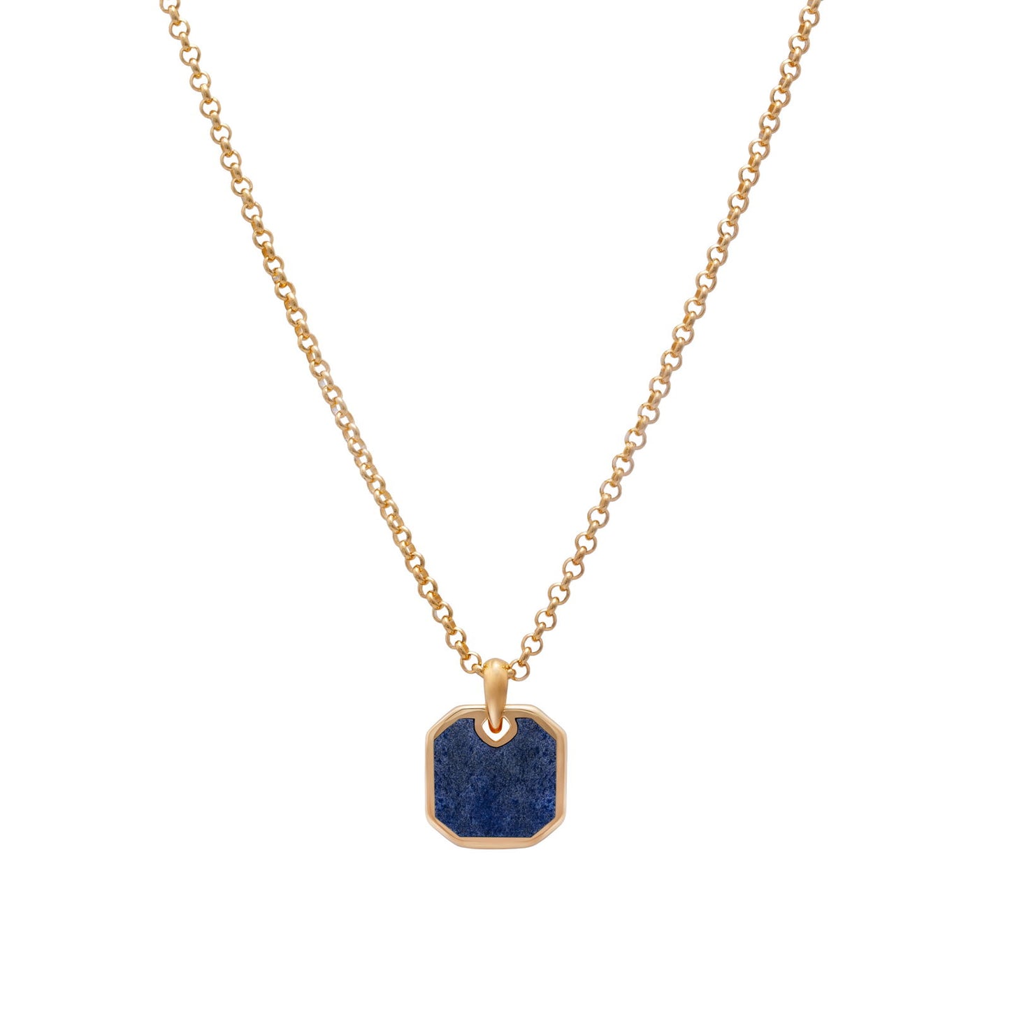 Blue Lapis Square Pendant (Gold) - www.Shopthatapp.com