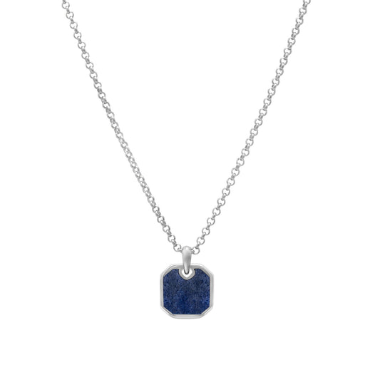 Blue Lapis Square Pendant (Silver) - www.Shopthatapp.com