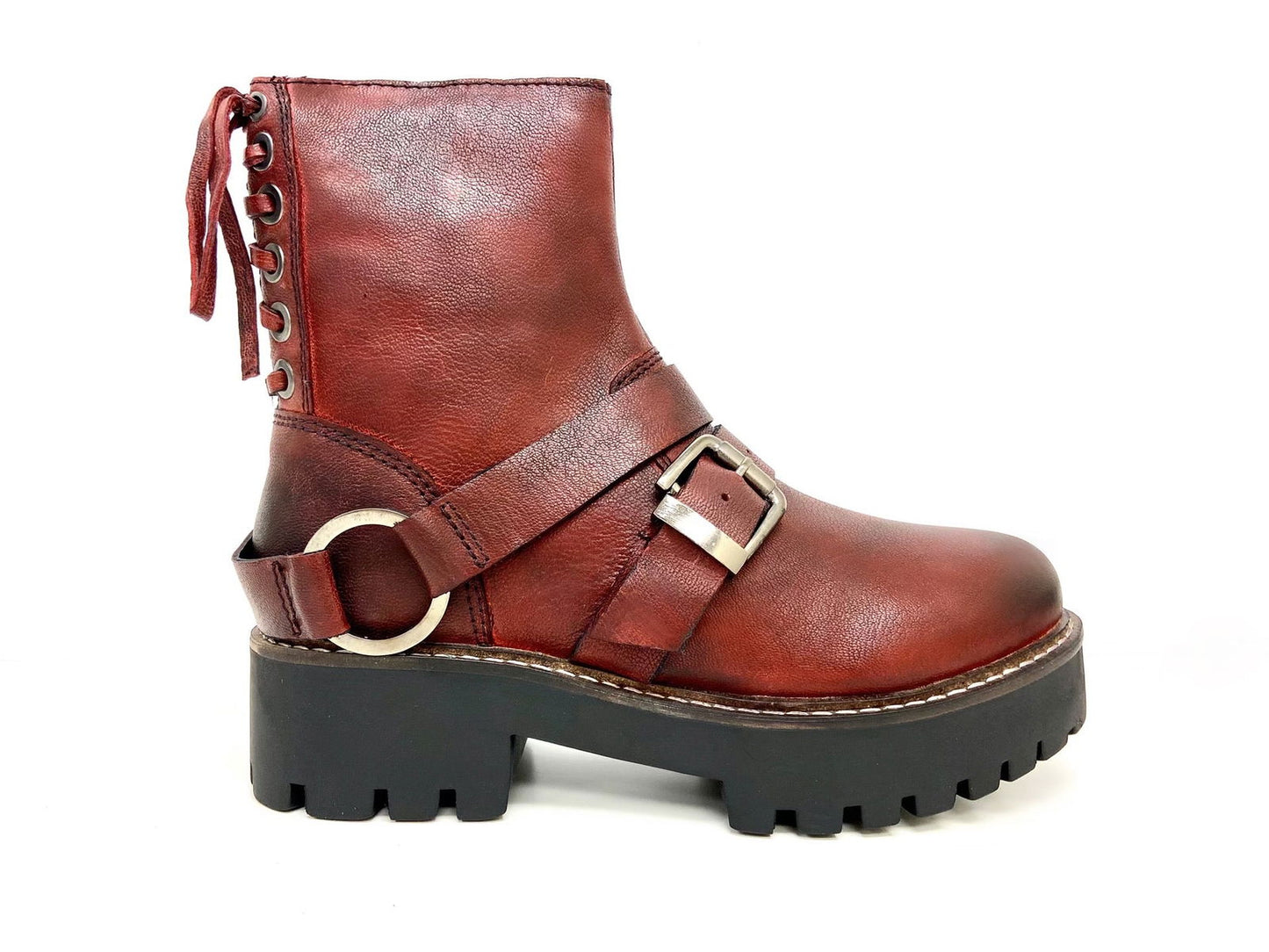 Claire Red Biker Boots - www.Shopthatapp.com