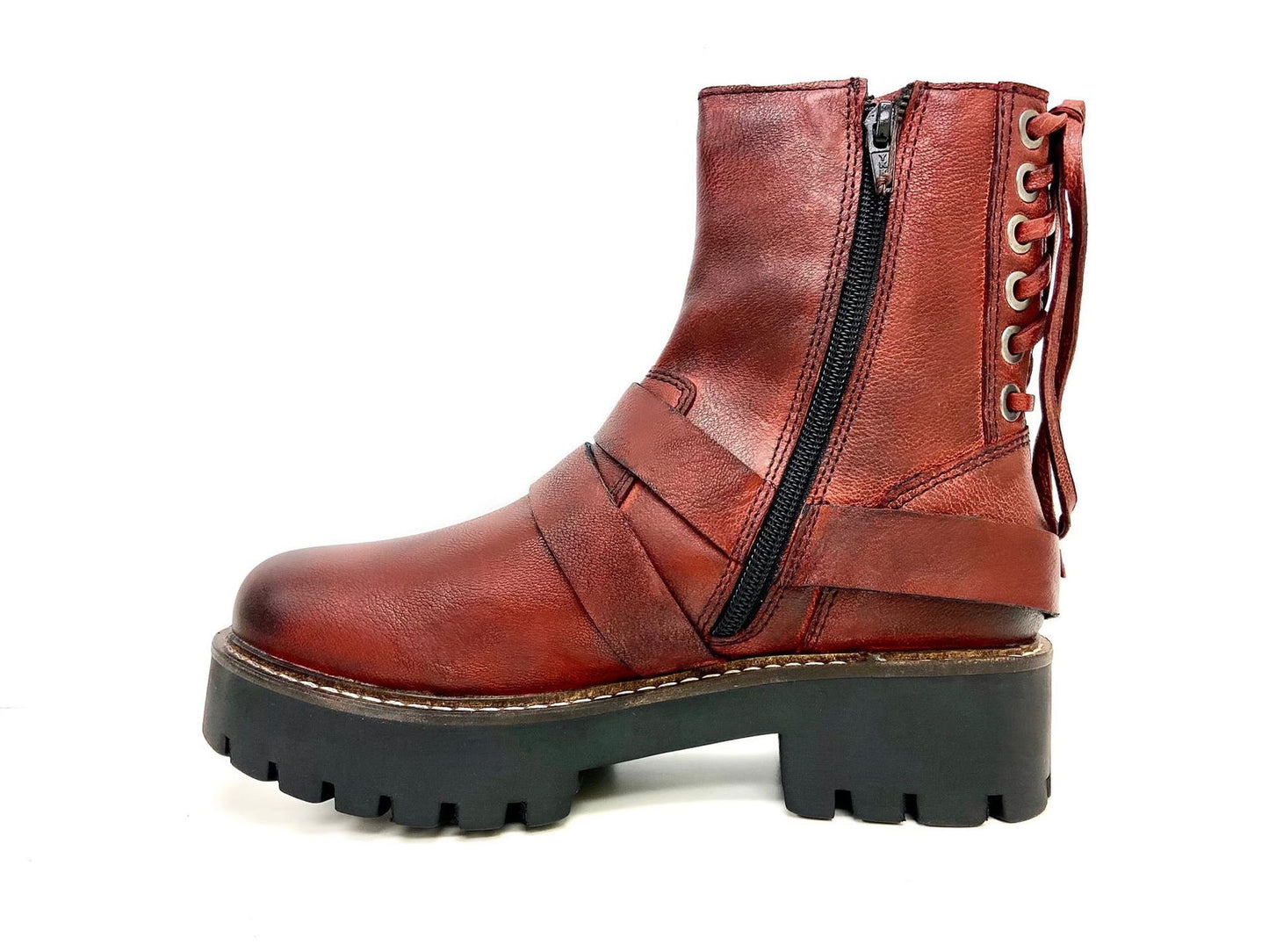 Claire Red Biker Boots - www.Shopthatapp.com