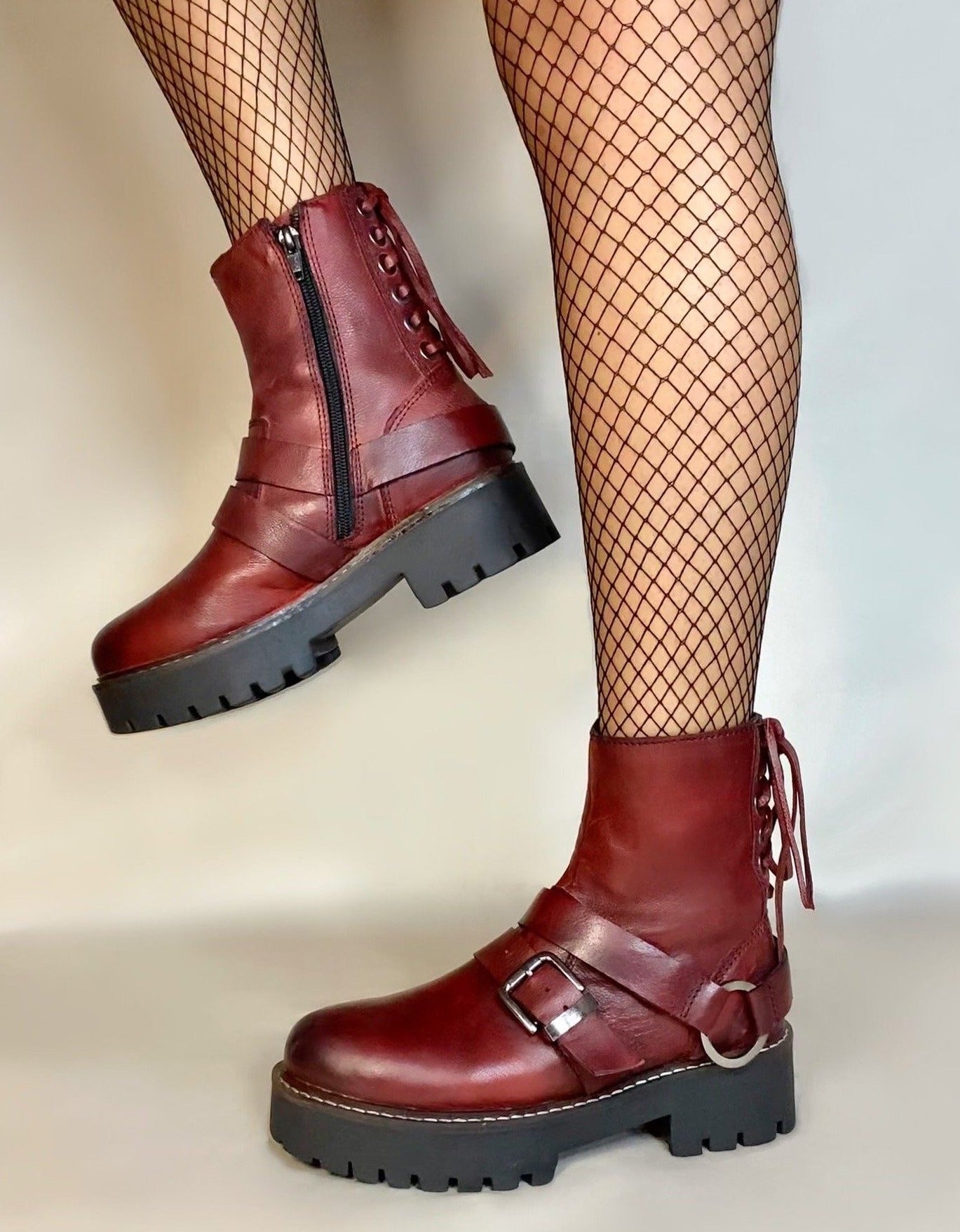 Claire Red Biker Boots - www.Shopthatapp.com