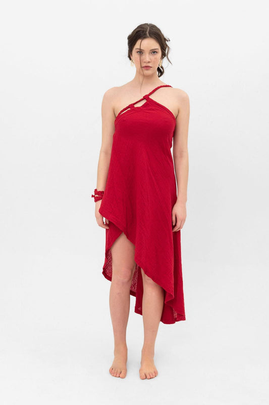 Cotton Red Dress - www.Shopthatapp.com