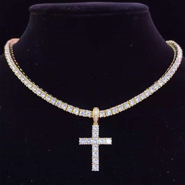 Cross Tennis Chain - Gold - www.Shopthatapp.com