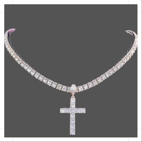 Cross Tennis Chain - Silver - www.Shopthatapp.com