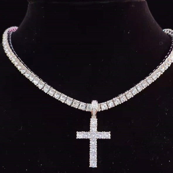 Cross Tennis Chain - Silver - www.Shopthatapp.com