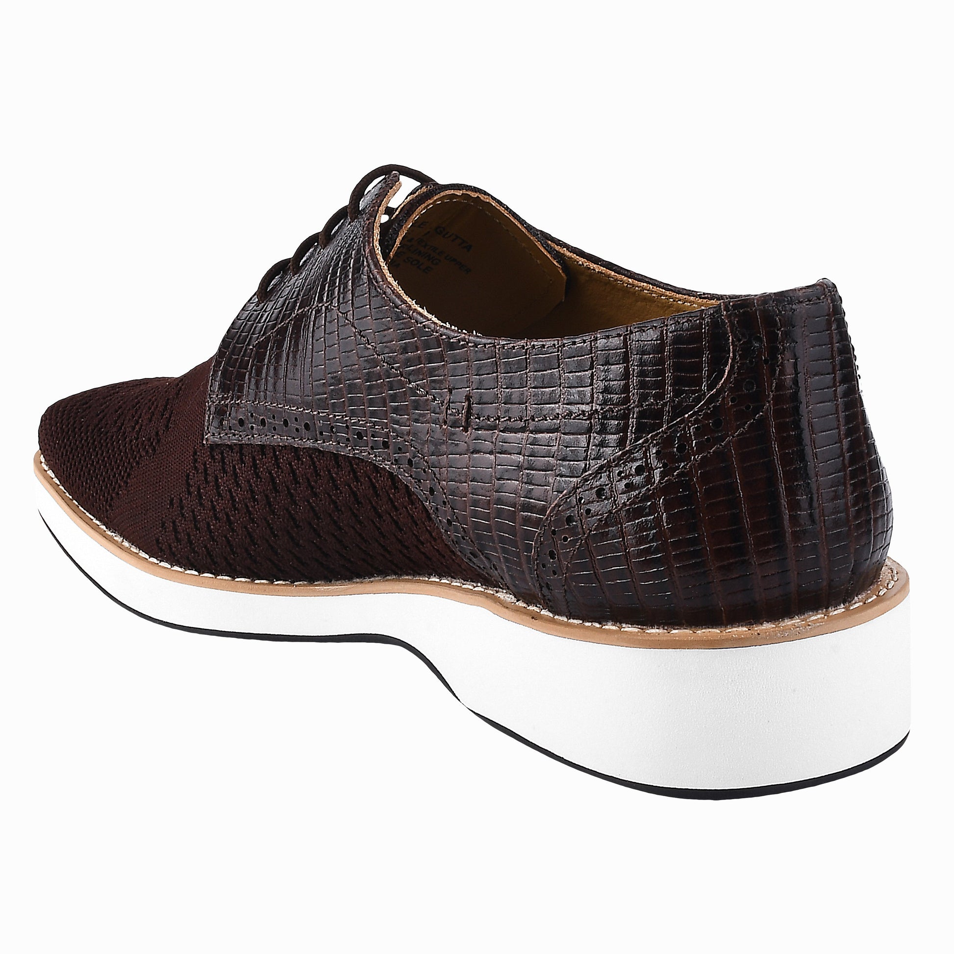 Gutta Lizard Print Leather Textile Casual Sneakers - www.Shopthatapp.com