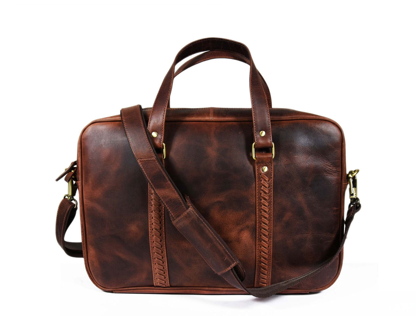 Fairfield Leather Briefcase - Walnut - www.Shopthatapp.com