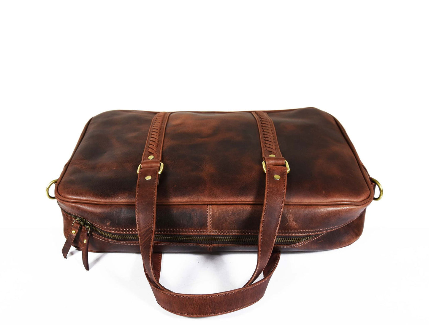 Fairfield Leather Briefcase - Walnut - www.Shopthatapp.com