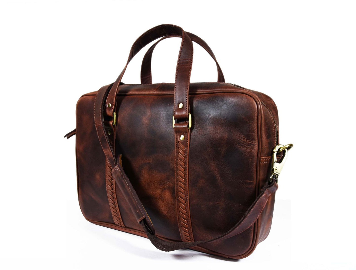 Fairfield Leather Briefcase - Walnut - www.Shopthatapp.com