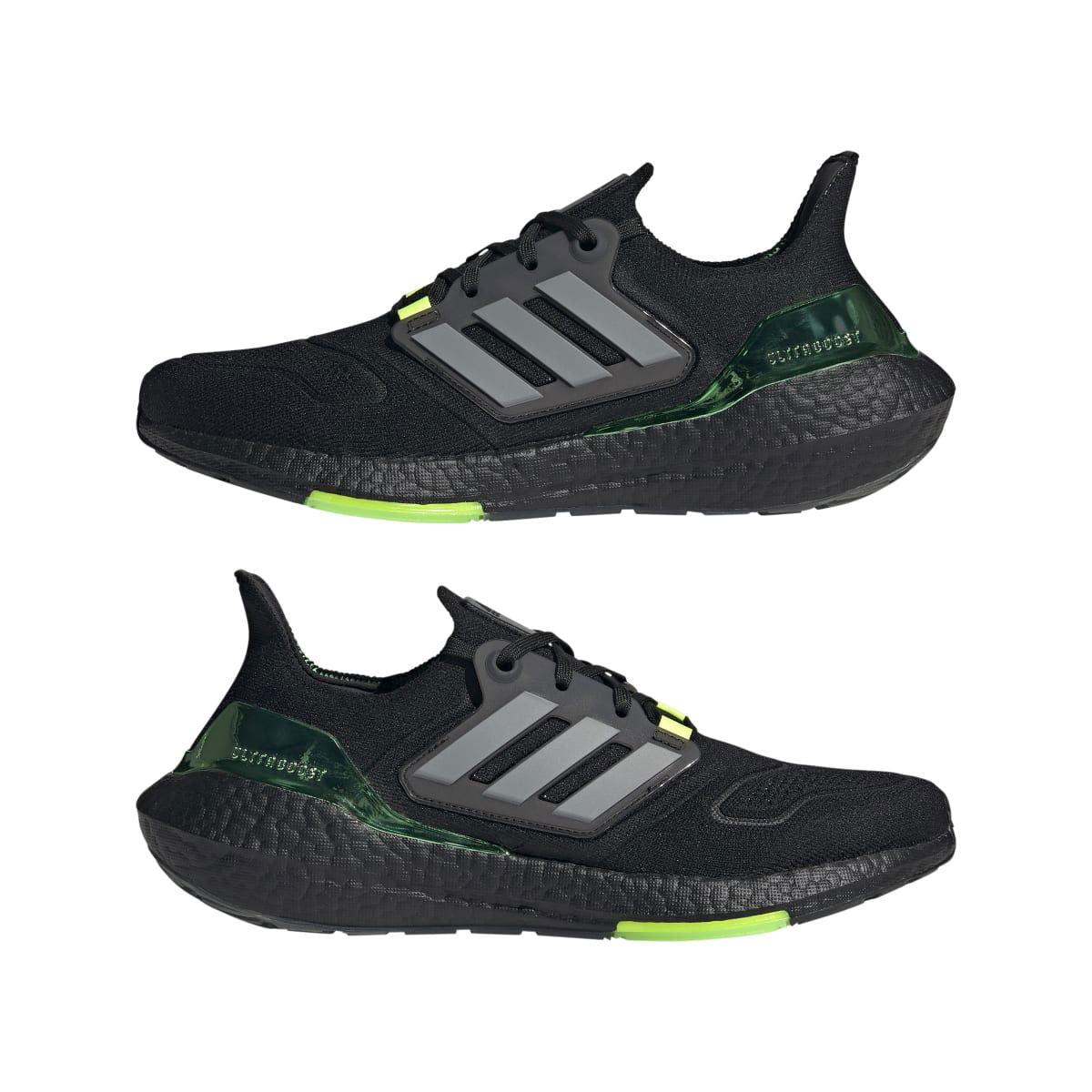 ADIDAS GX5917 ULTRABOOST 22 MN'S (Medium) Black/Metallic/Green Primeknit Running Shoes - www.Shopthatapp.com