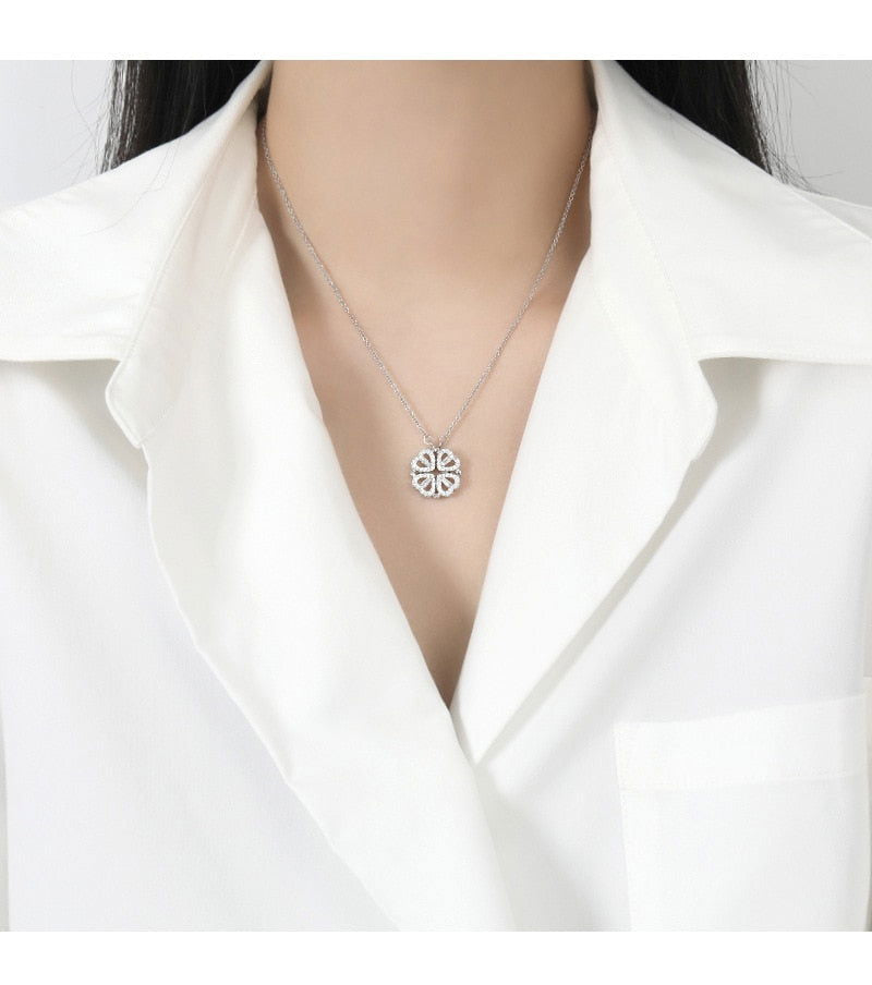 Clover / Heart Pendant Necklace - www.Shopthatapp.com