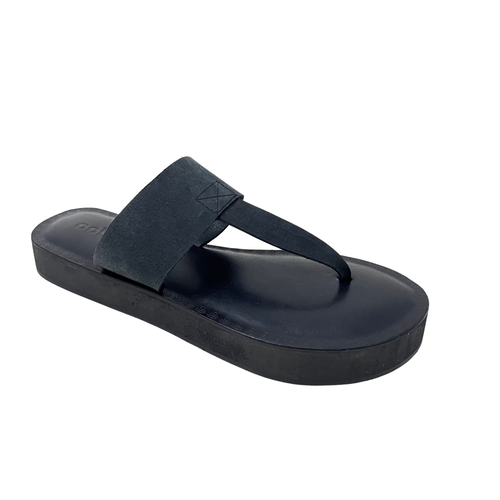 Katherine Black leather thong sandal - www.Shopthatapp.com