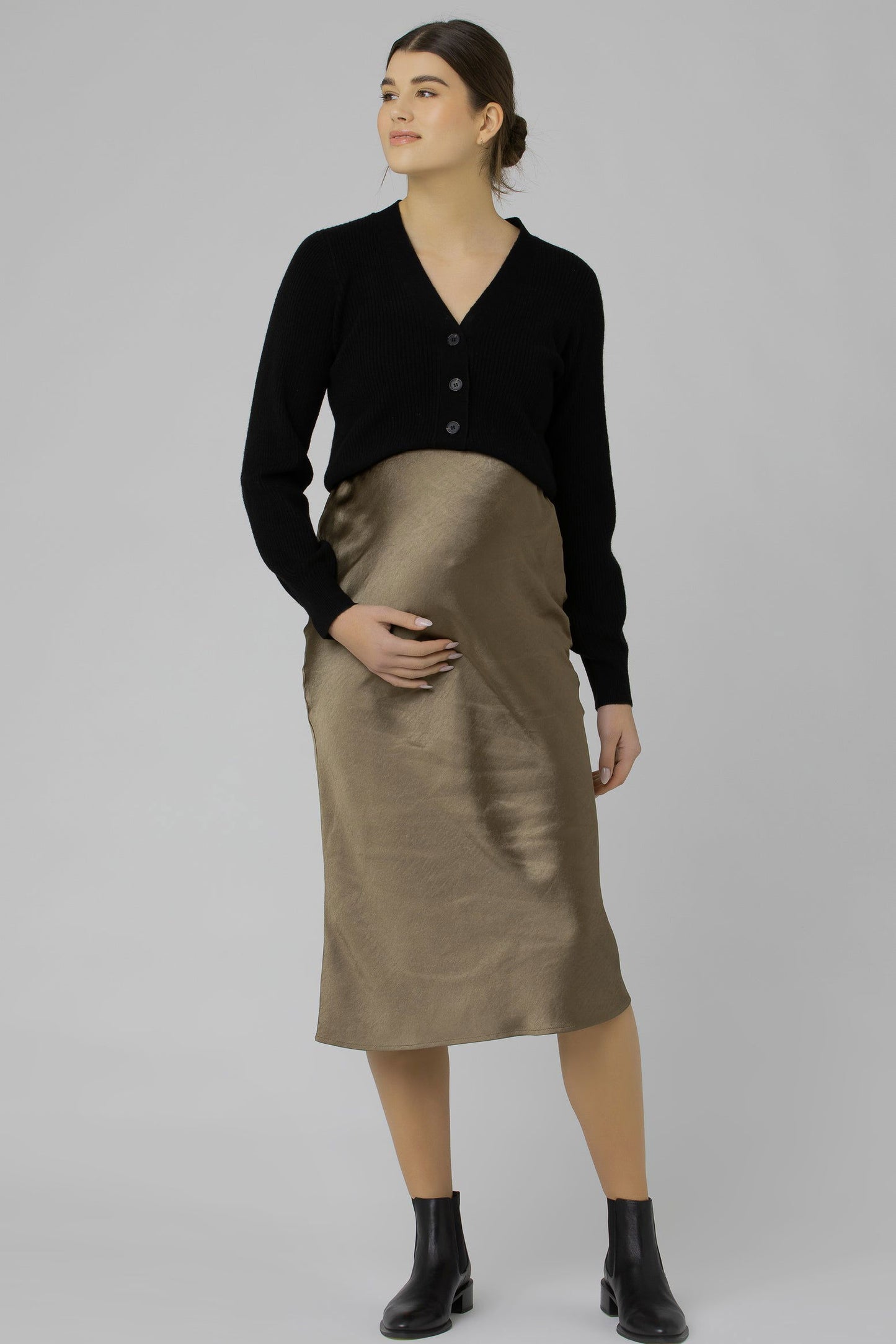 Lexie Satin Skirt Champagne Olive - www.Shopthatapp.com