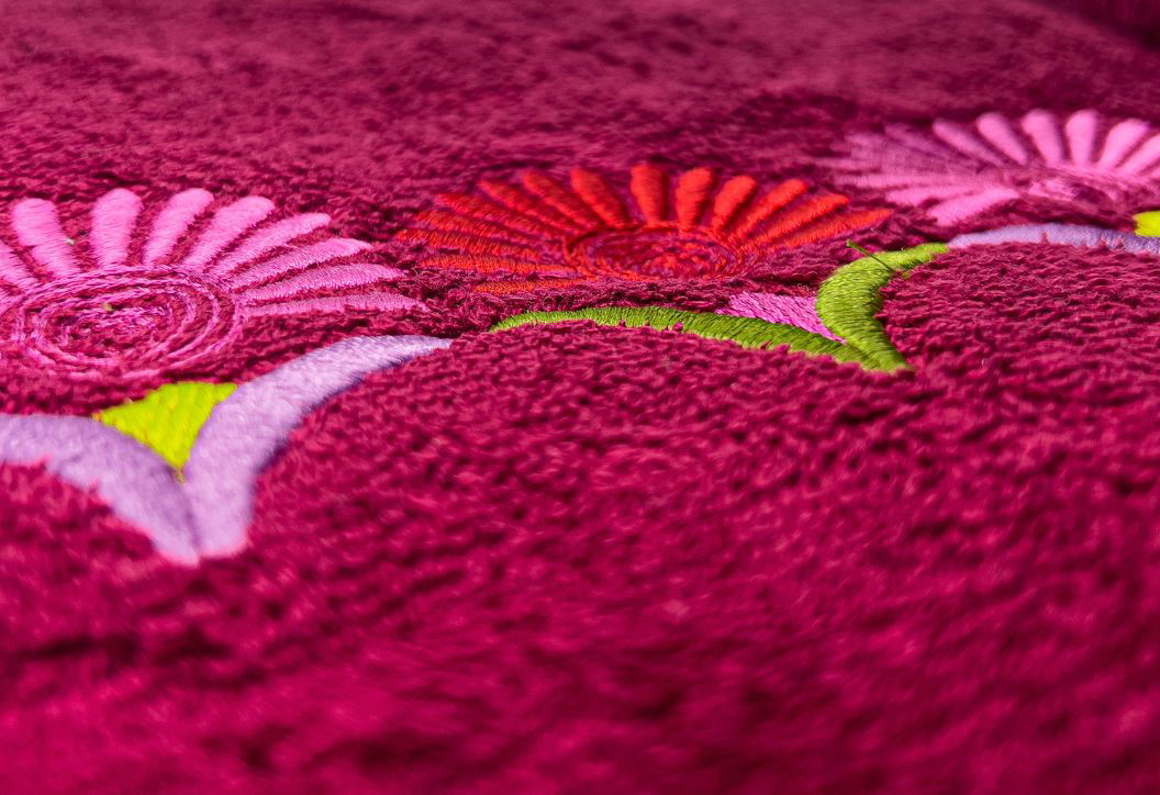 Maroon Flora Embroidered towels - www.Shopthatapp.com