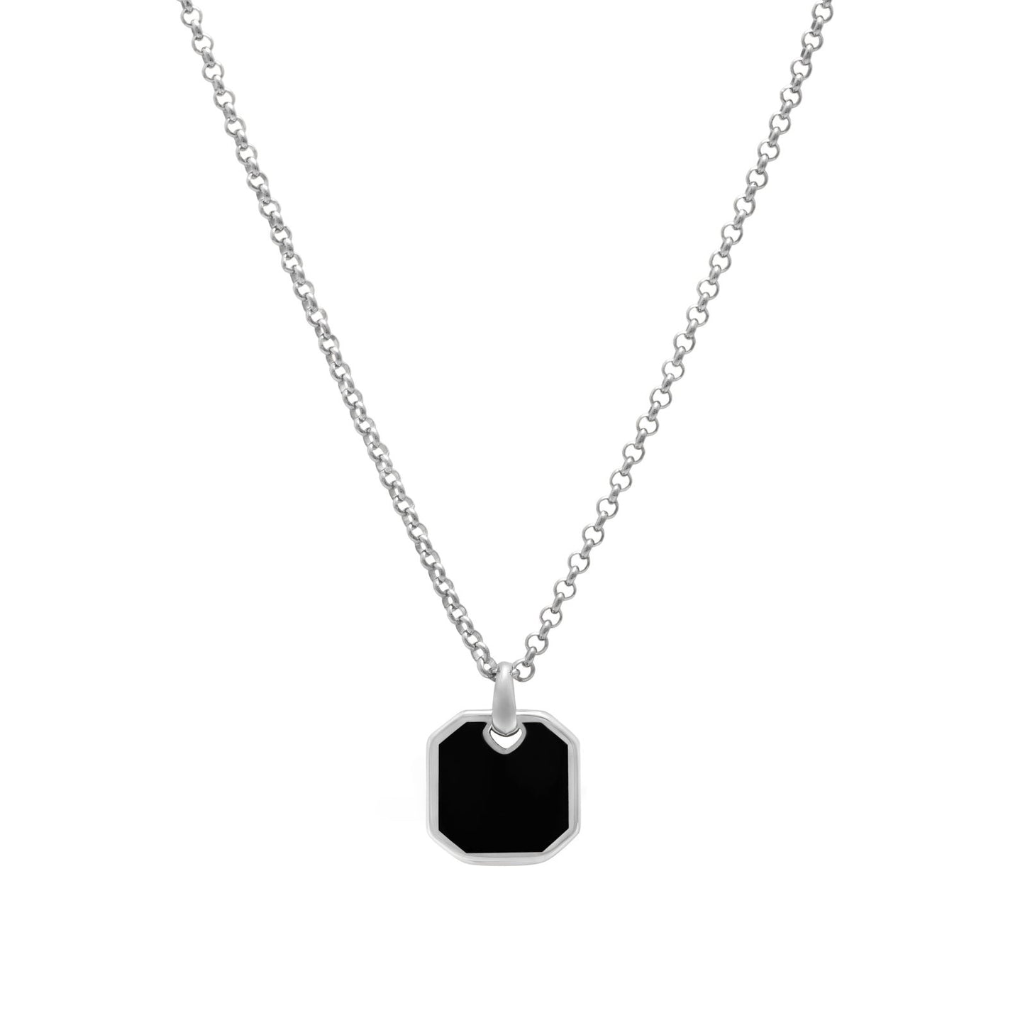 Onyx Square Pendant (Silver) - www.Shopthatapp.com