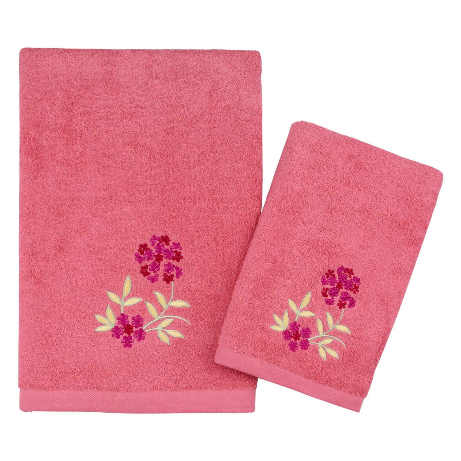 Pink Flora Embroidered Towels - www.Shopthatapp.com