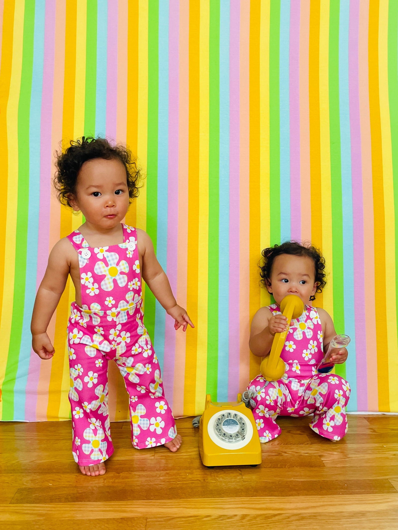 Pink Flower Power Overalls - www.Shopthatapp.com