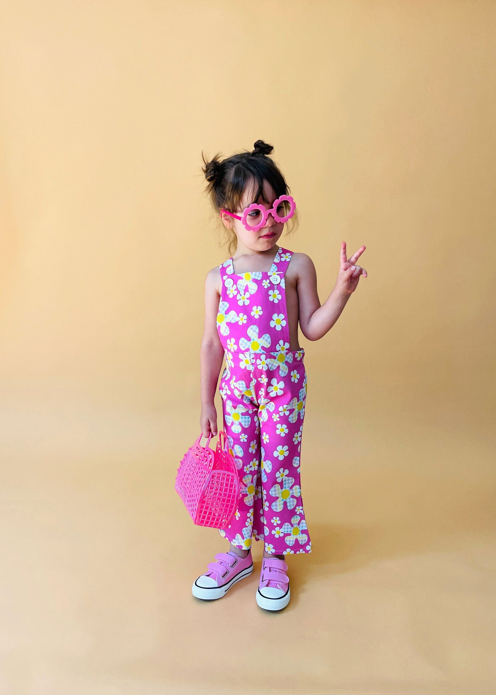 Pink Flower Power Overalls - www.Shopthatapp.com