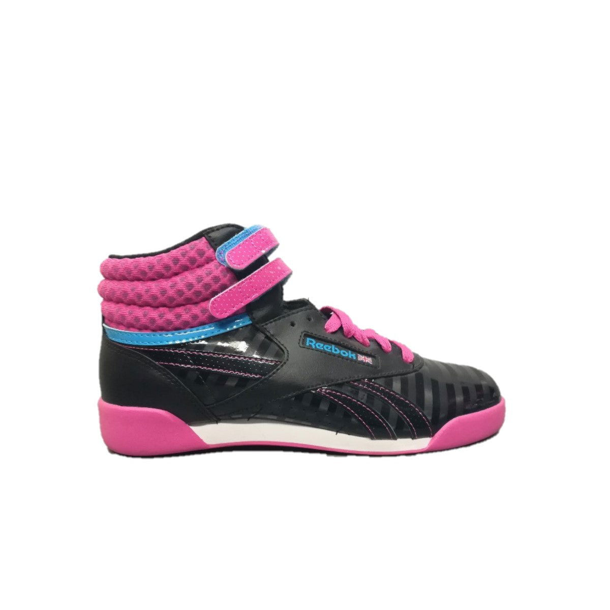 REEBOK V63072 F/S HI YTH'S (Medium) Black/Pink Leather Lifestyle Shoes - www.Shopthatapp.com