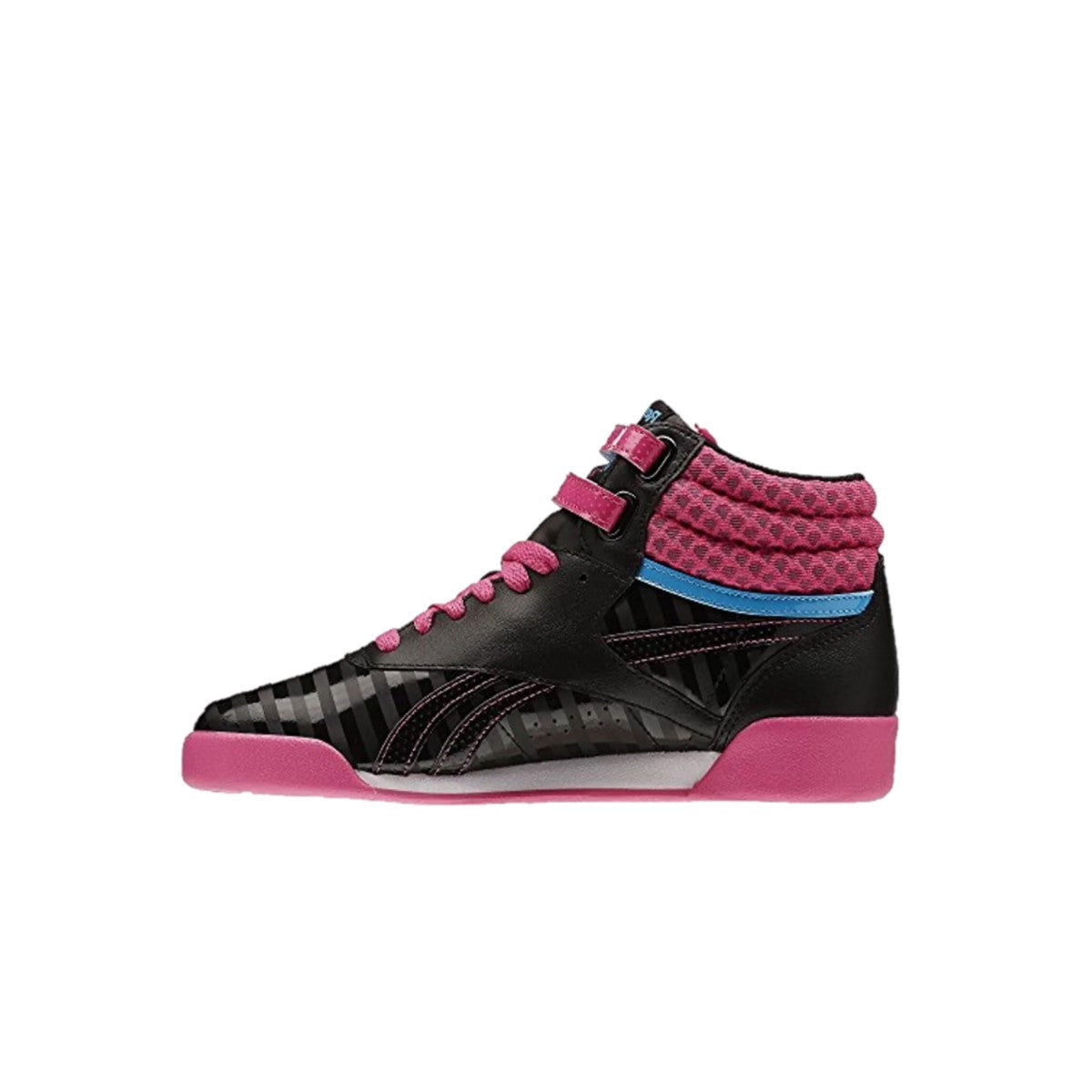 REEBOK V63072 F/S HI YTH'S (Medium) Black/Pink Leather Lifestyle Shoes - www.Shopthatapp.com