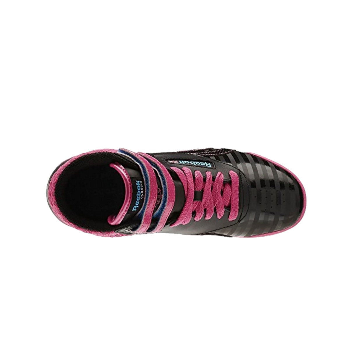 REEBOK V63072 F/S HI YTH'S (Medium) Black/Pink Leather Lifestyle Shoes - www.Shopthatapp.com