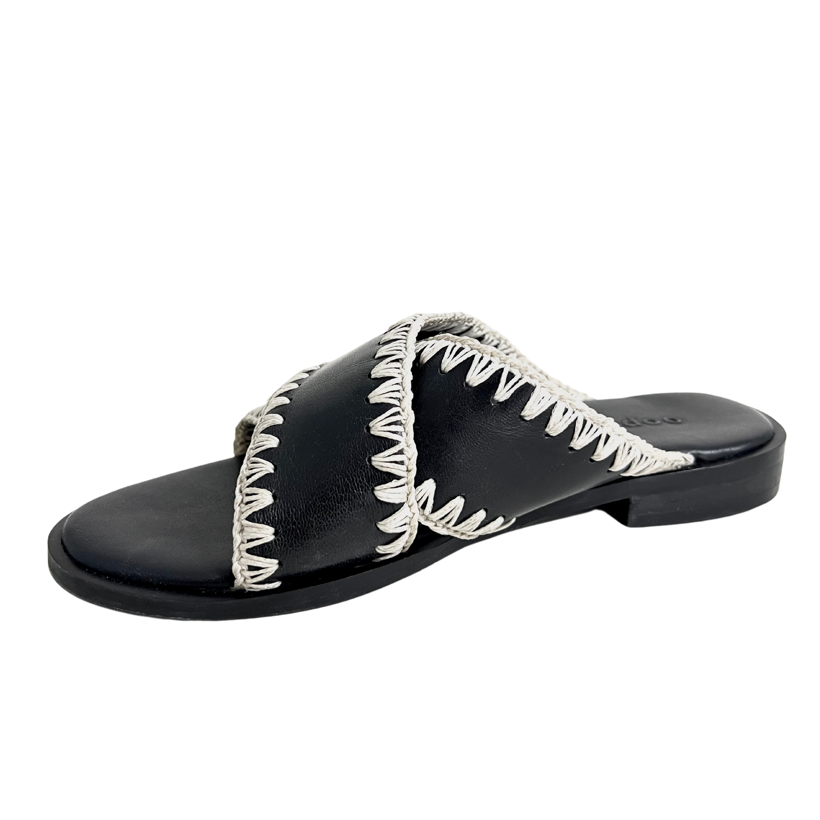 Qianna black Leather weaved sandal - www.Shopthatapp.com