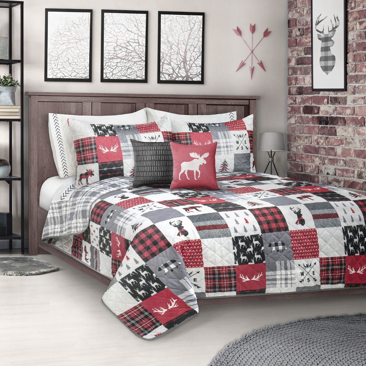 Woven Printed Quilt Bedding Set 3 Piece Double/Queen -Patchwork - www.Shopthatapp.com