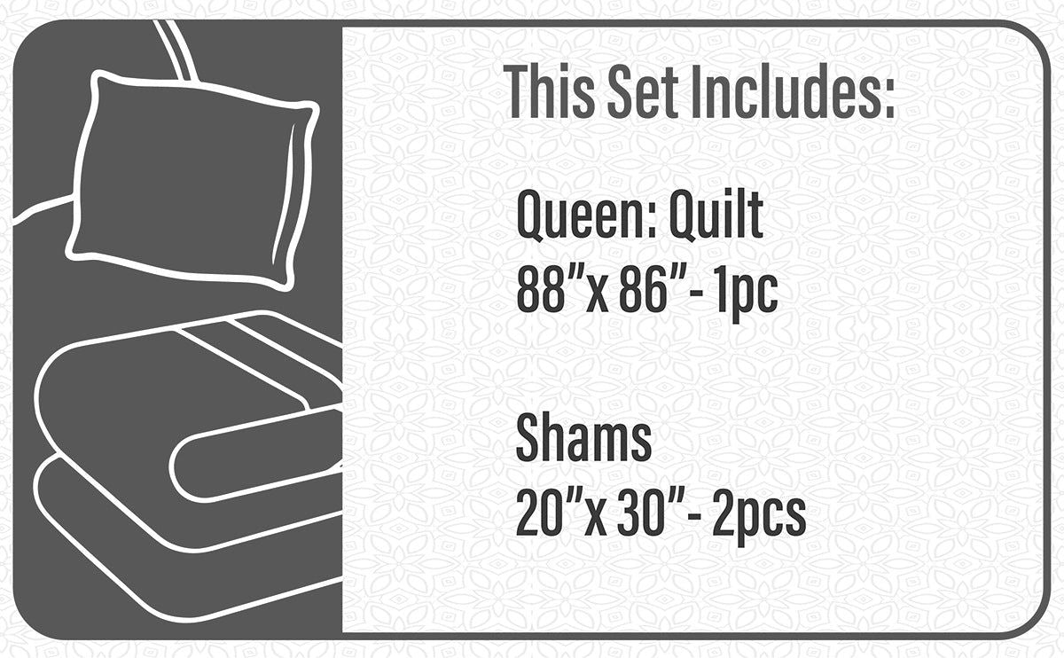 Woven Printed Quilt Bedding Set 3 Piece Double/Queen -Patchwork - www.Shopthatapp.com