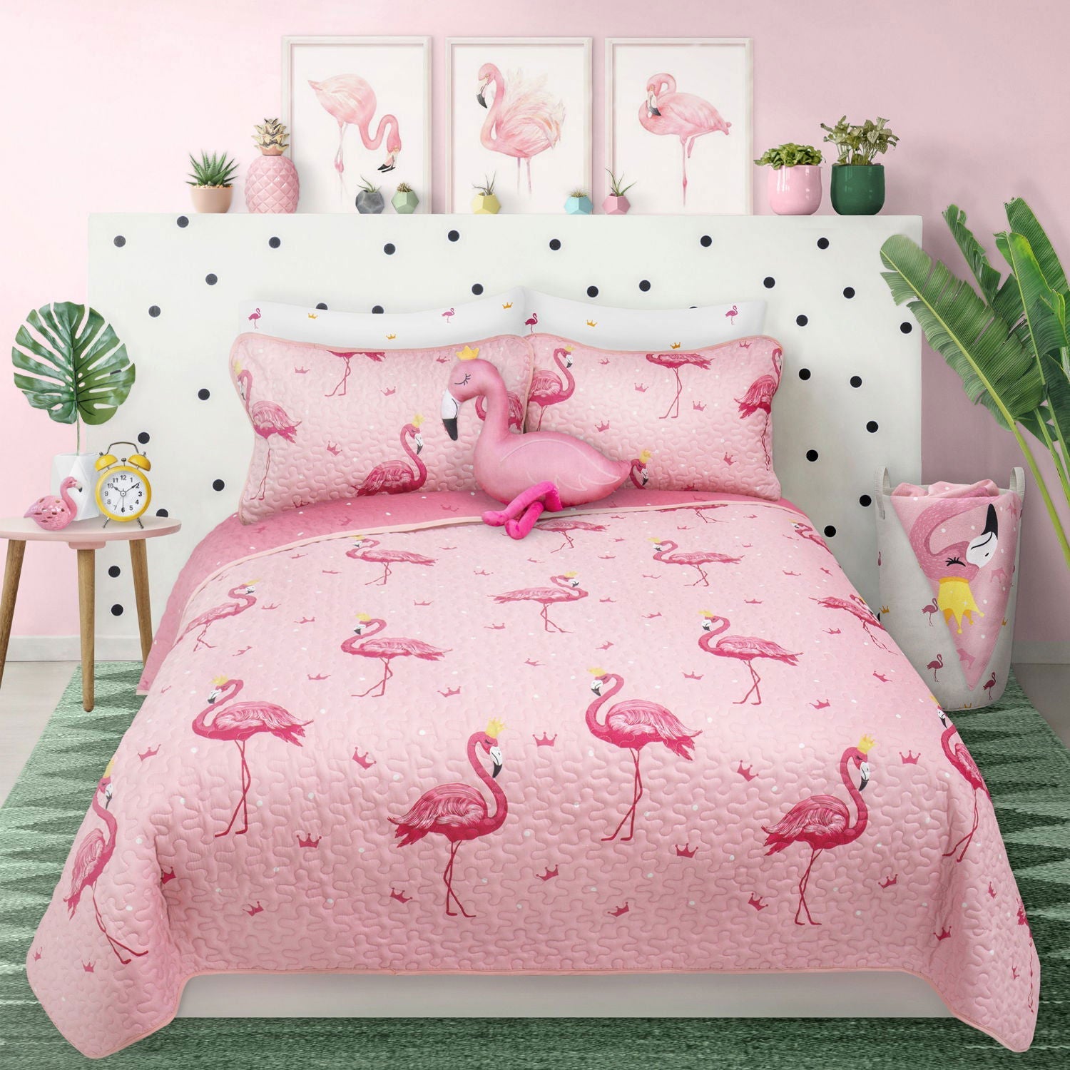 Woven Printed Quilt Bedding Set 3 Piece Double/Queen Flamingo - www.Shopthatapp.com