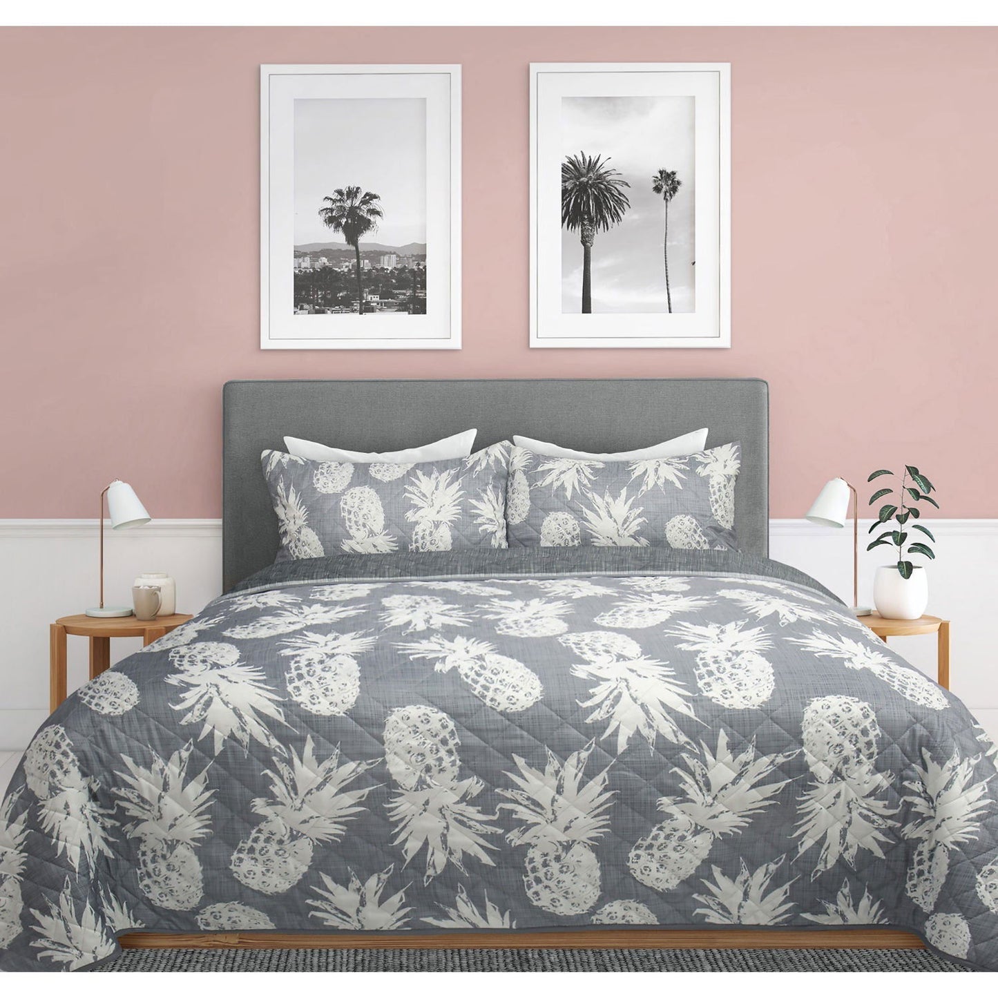 Wov Printed Quilt Bedding Set 3 Piece Double/Queen Pineapples - www.Shopthatapp.com