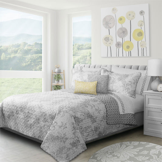 Quilt Bedding Set Woven 3 Piece Set Double/Queen Transitions Alloy - www.Shopthatapp.com