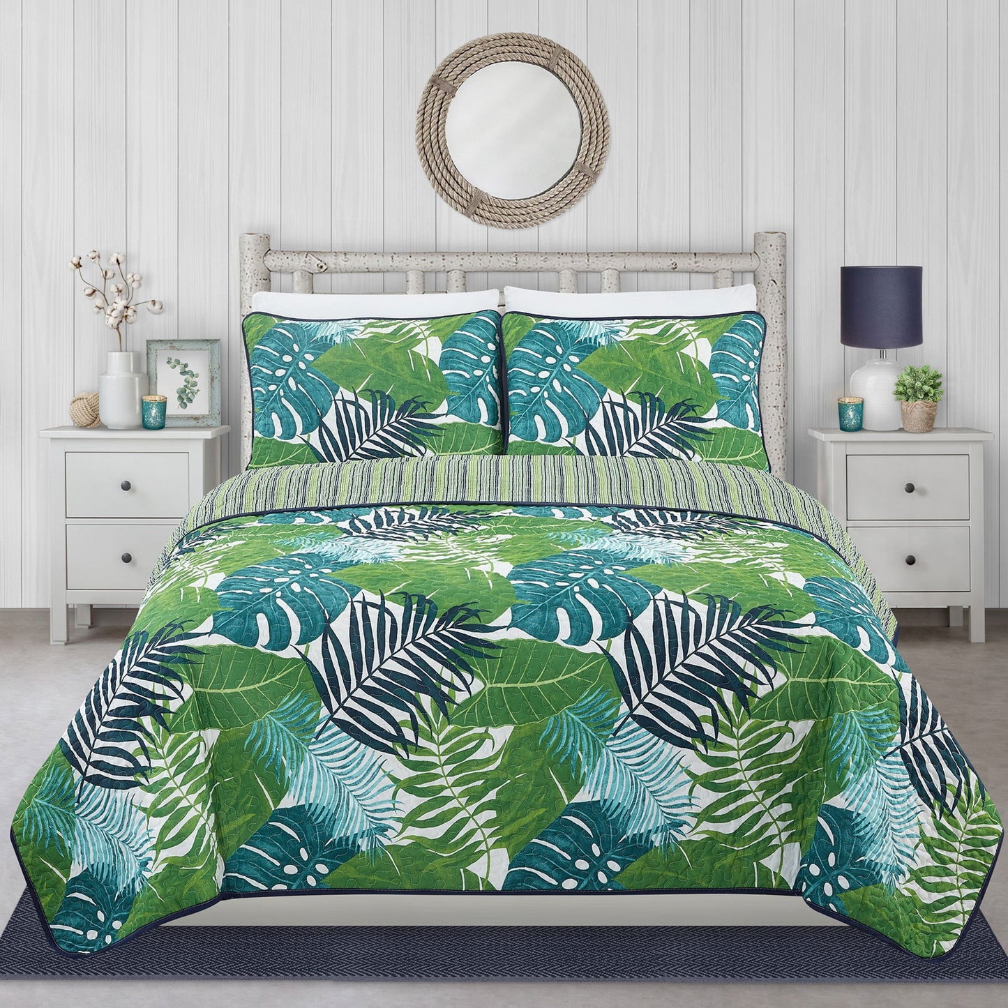 Woven Quilt 3 Piece Double/Queen Tropical - www.Shopthatapp.com